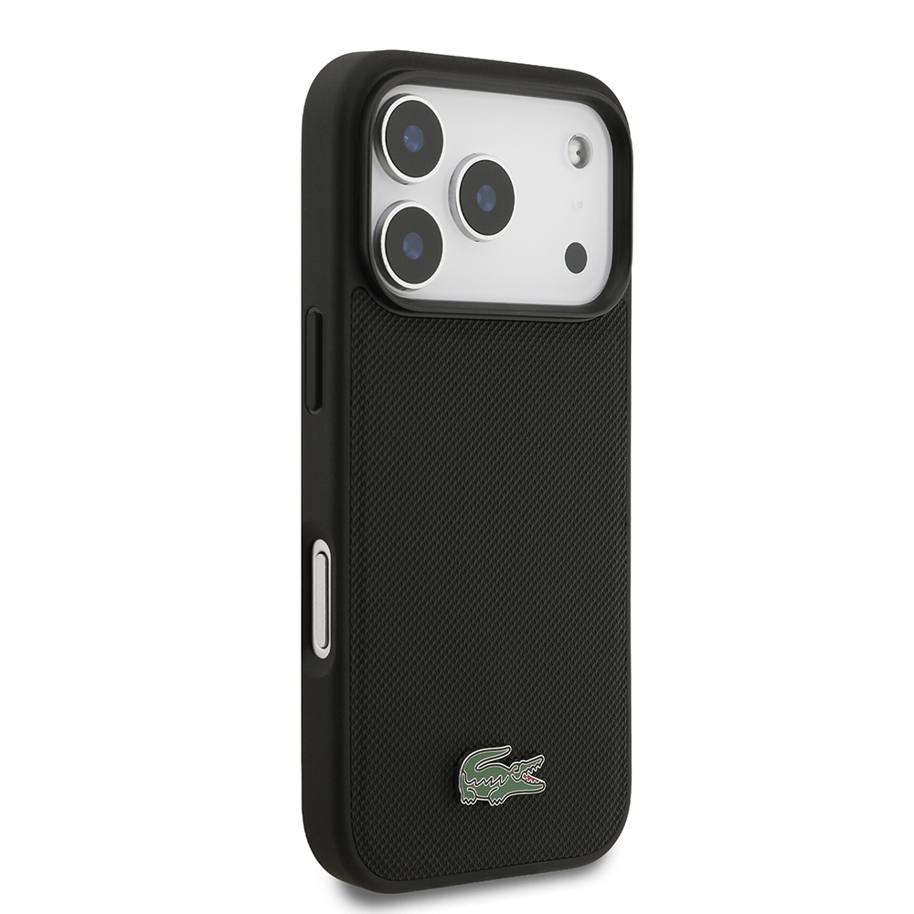 Apple iPhone 17 Pro Uyumlu Kılıf Lacoste Orjinal Lisanslı M-safe Şarj Özellikli PU Pike Desenli Metal Logolu Kartlıklı Kapak - 29