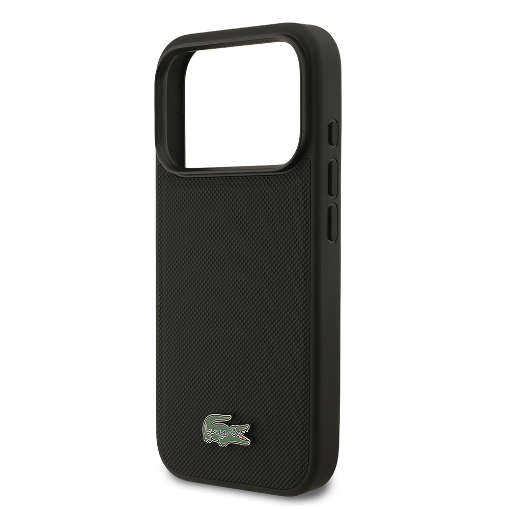 Apple iPhone 17 Pro Uyumlu Kılıf Lacoste Orjinal Lisanslı M-safe Şarj Özellikli PU Pike Desenli Metal Logolu Kartlıklı Kapak - 31