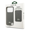 Apple iPhone 17 Pro Uyumlu Kılıf Lacoste Orjinal Lisanslı M-safe Şarj Özellikli PU Pike Desenli Metal Logolu Kartlıklı Kapak - 39