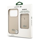 Apple iPhone 17 Pro Uyumlu Kılıf Lacoste Orjinal Lisanslı M-safe Şarj Özellikli PU Pike Desenli Metal Logolu Kartlıklı Kapak - 40