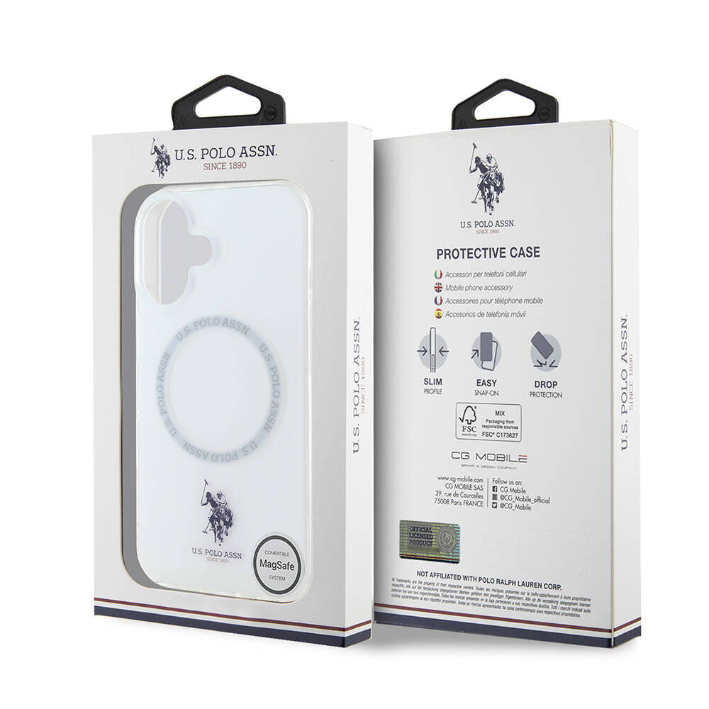 Apple iPhone 16 Uyumlu Kılıf U.S. Polo Assn. Orjinal Lisanslı Magsafe Şarj Özellikli IML Double Horse Logolu Ring Kapak - 7
