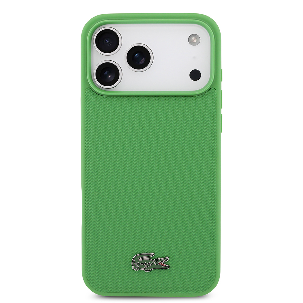 Apple iPhone 17 Pro Max Uyumlu Kılıf Lacoste Orjinal Lisanslı M-safe Şarj Özellikli PU Pike Desenli Metal Logolu Kartlıklı Kapak - 10