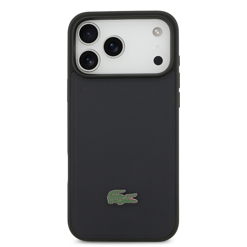 Apple iPhone 17 Pro Max Uyumlu Kılıf Lacoste Orjinal Lisanslı M-safe Şarj Özellikli PU Pike Desenli Metal Logolu Kartlıklı Kapak - 19