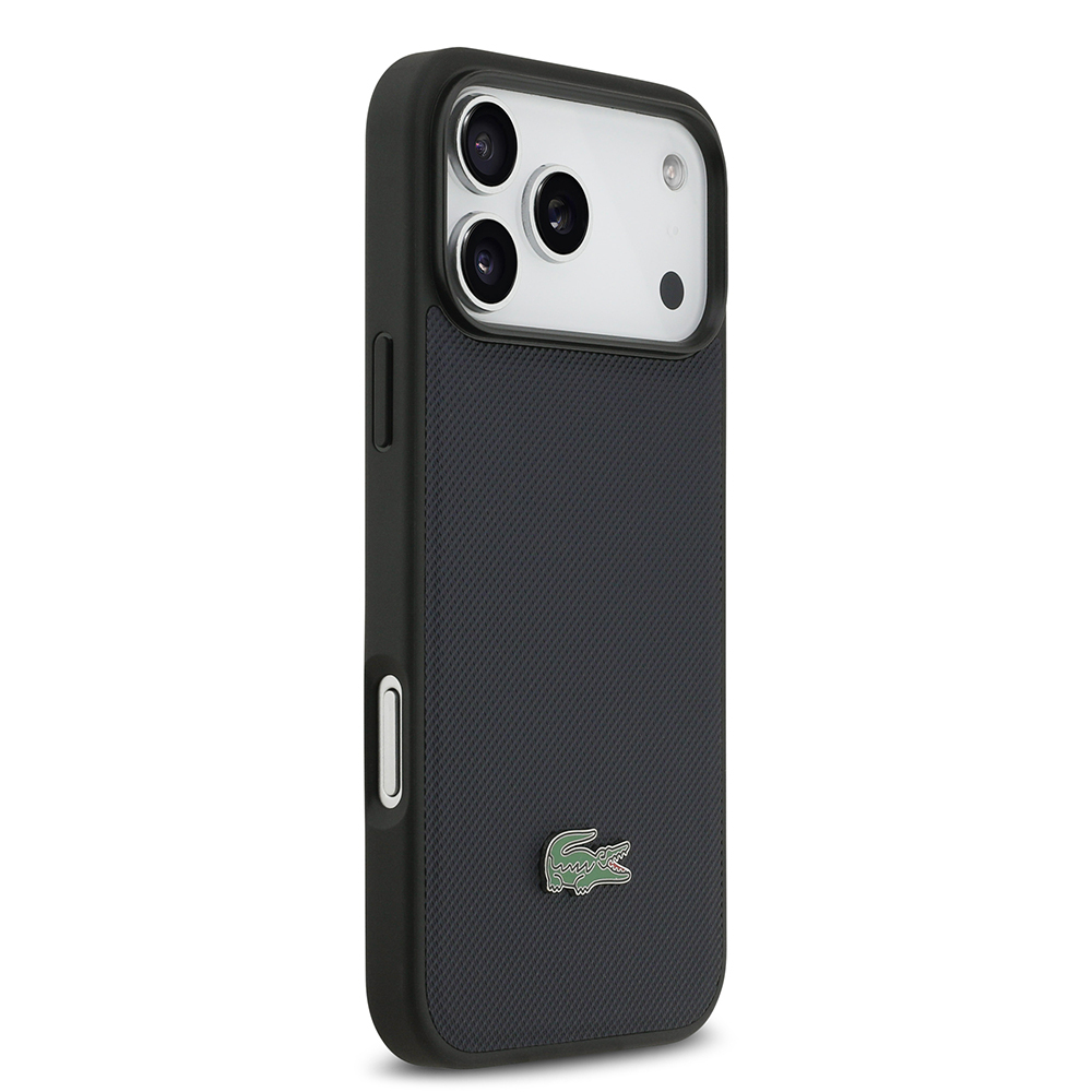 Apple iPhone 17 Pro Max Uyumlu Kılıf Lacoste Orjinal Lisanslı M-safe Şarj Özellikli PU Pike Desenli Metal Logolu Kartlıklı Kapak - 20