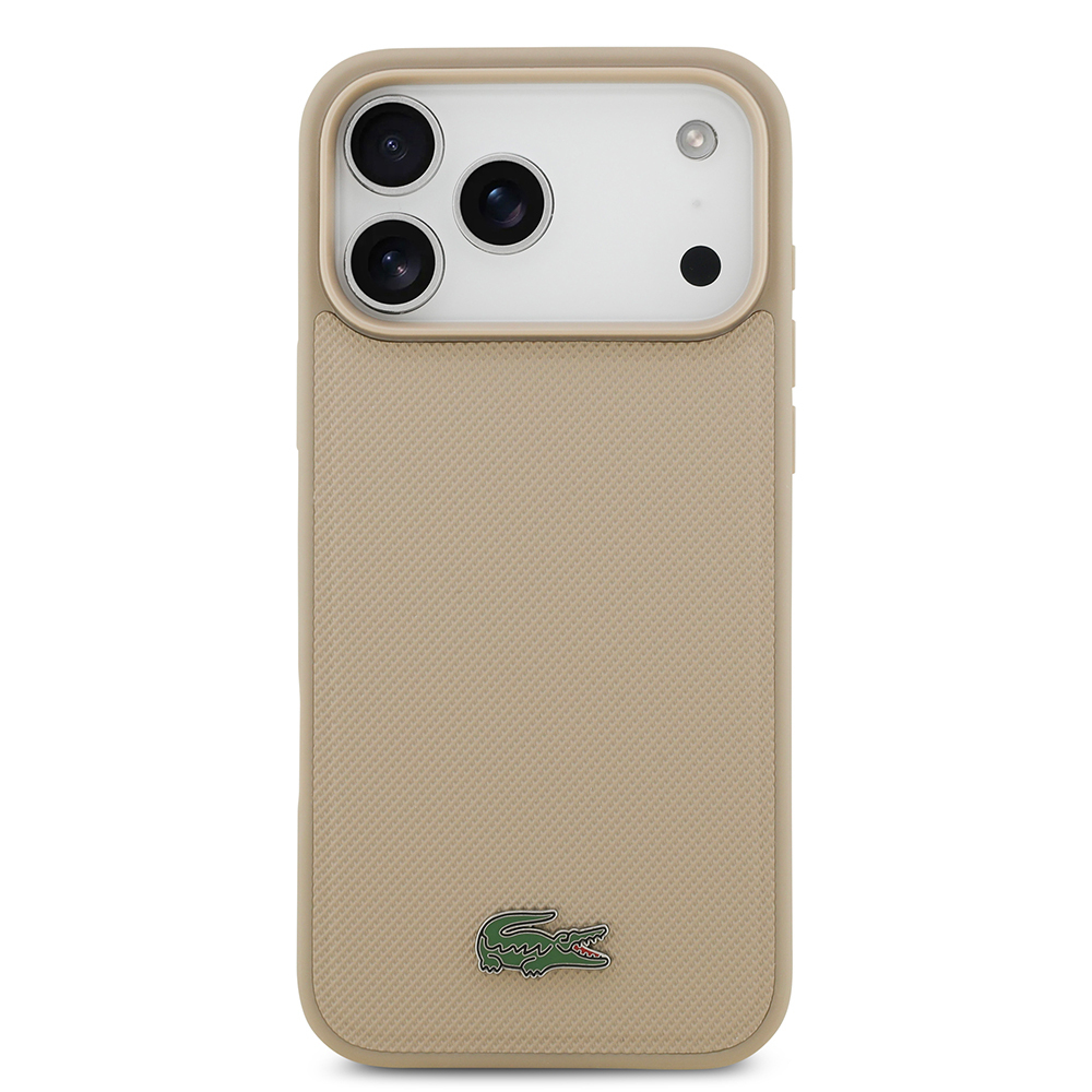 Apple iPhone 17 Pro Max Uyumlu Kılıf Lacoste Orjinal Lisanslı M-safe Şarj Özellikli PU Pike Desenli Metal Logolu Kartlıklı Kapak - 28