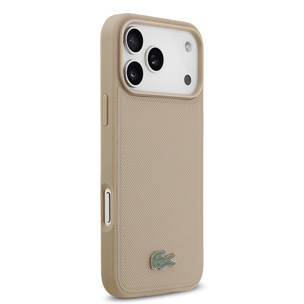 Apple iPhone 17 Pro Max Uyumlu Kılıf Lacoste Orjinal Lisanslı M-safe Şarj Özellikli PU Pike Desenli Metal Logolu Kartlıklı Kapak - 29