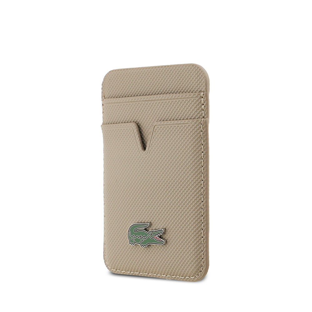 Apple iPhone 17 Pro Max Uyumlu Kılıf Lacoste Orjinal Lisanslı M-safe Şarj Özellikli PU Pike Desenli Metal Logolu Kartlıklı Kapak - 33