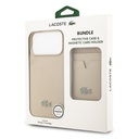 Apple iPhone 17 Pro Max Uyumlu Kılıf Lacoste Orjinal Lisanslı M-safe Şarj Özellikli PU Pike Desenli Metal Logolu Kartlıklı Kapak - 40