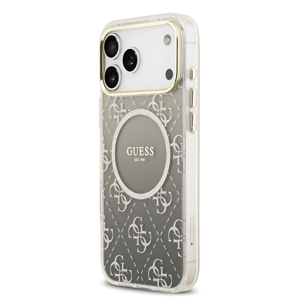 Apple iPhone 17 Pro Max Uyumlu Kılıf Guess Orjinal Lisanslı M-safe Şarj Özellikli 4G Desenli Simli Silikon Kapak - 1
