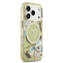 Apple iPhone 17 Pro Uyumlu Kılıf Guess Orjinal Lisanslı M-safe Şarj Özellikli Simli Çiçek Desenli Metal Kamera Çerçeveli Üçgen Logolu Kapak - 3