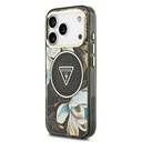 Apple iPhone 17 Pro Uyumlu Kılıf Guess Orjinal Lisanslı M-safe Şarj Özellikli Simli Çiçek Desenli Metal Kamera Çerçeveli Üçgen Logolu Kapak - 7
