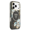 Apple iPhone 17 Pro Uyumlu Kılıf Guess Orjinal Lisanslı M-safe Şarj Özellikli Simli Çiçek Desenli Metal Kamera Çerçeveli Üçgen Logolu Kapak - 9