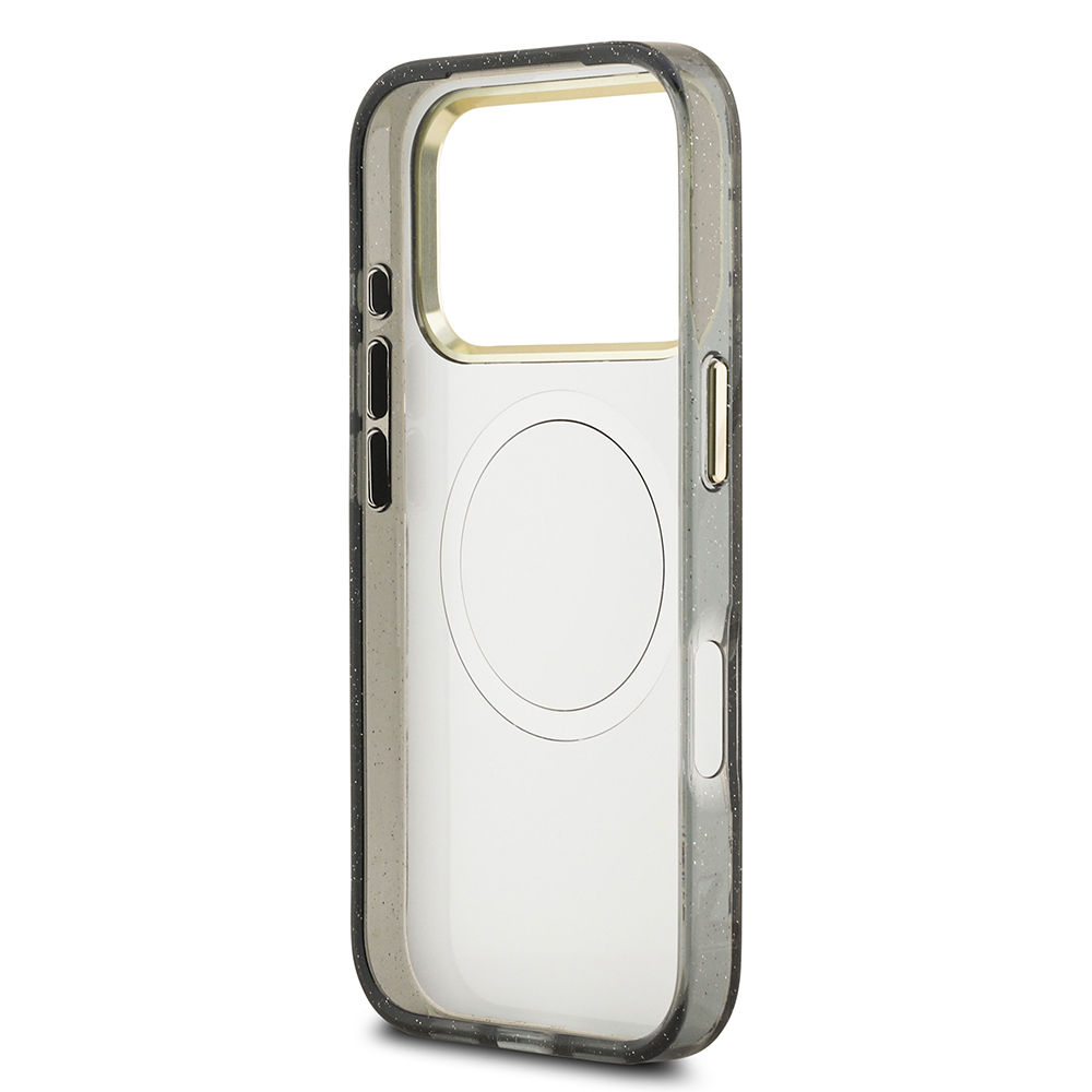 Apple iPhone 17 Pro Uyumlu Kılıf Guess Orjinal Lisanslı M-safe Şarj Özellikli Simli Çiçek Desenli Metal Kamera Çerçeveli Üçgen Logolu Kapak - 12