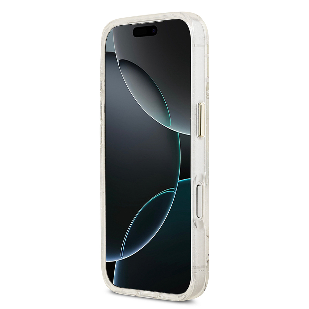 Apple iPhone 17 Pro Uyumlu Kılıf Guess Orjinal Lisanslı M-safe Şarj Özellikli Simli Çiçek Desenli Metal Kamera Çerçeveli Üçgen Logolu Kapak - 22