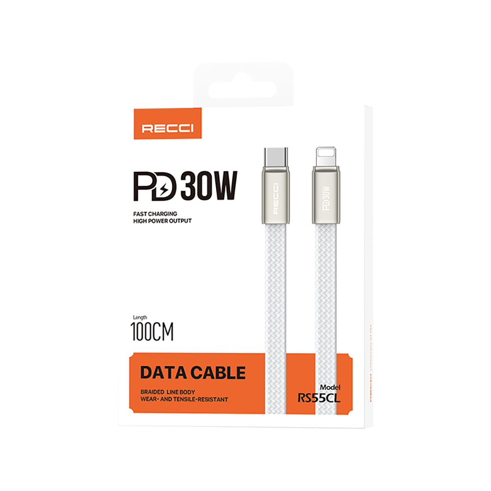 Recci RS55CL Type-C to Lightning PD Hızlı Şarj Özellikli Data ve Şarj Kablosu 30W 1M - 10