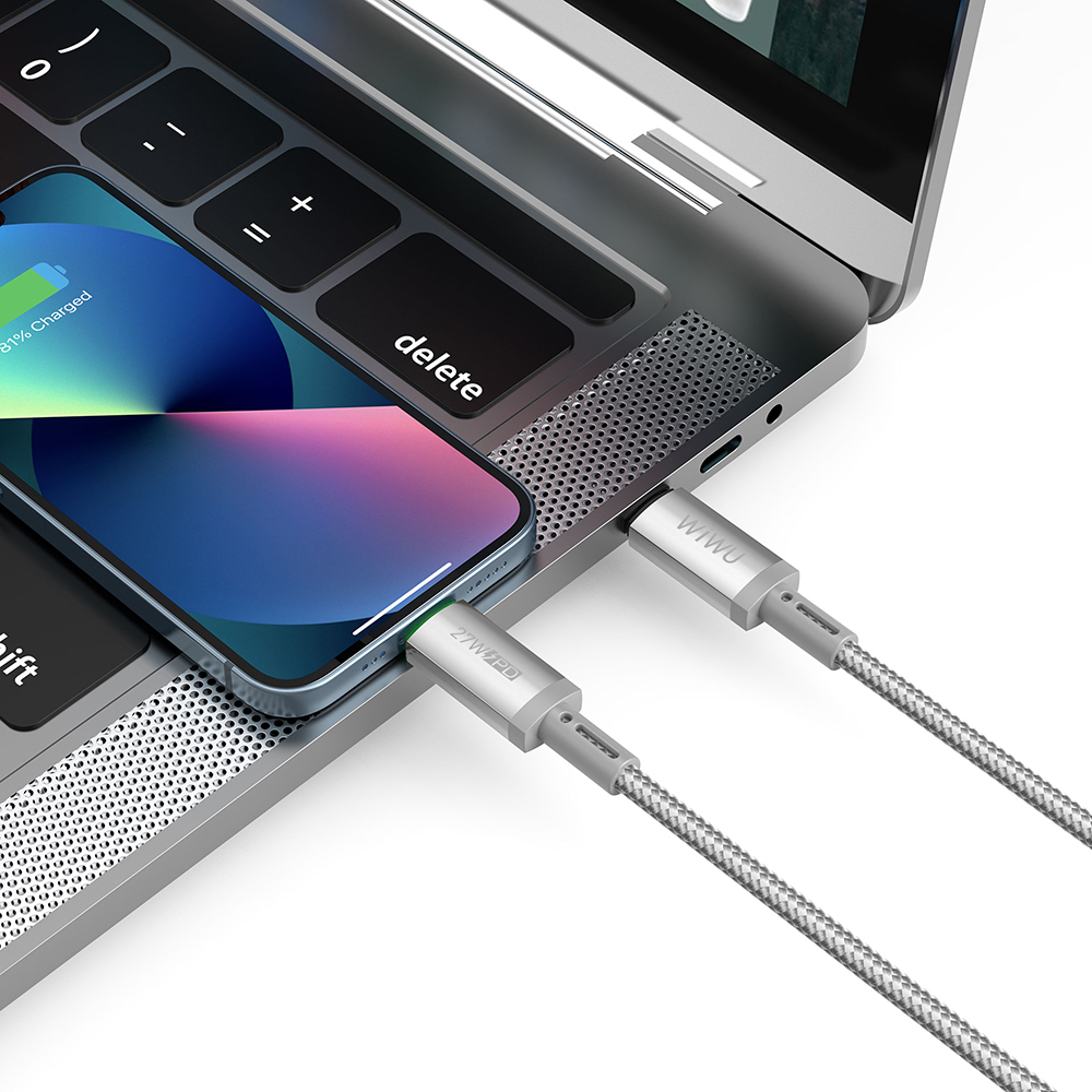 Wiwu Wi-C083 Maglink Serisi Işıklı Magnetik Type-C to Lightning PD Hızlı Şarj Özellikli Data ve Şarj Kablosu 27W 1M - 4