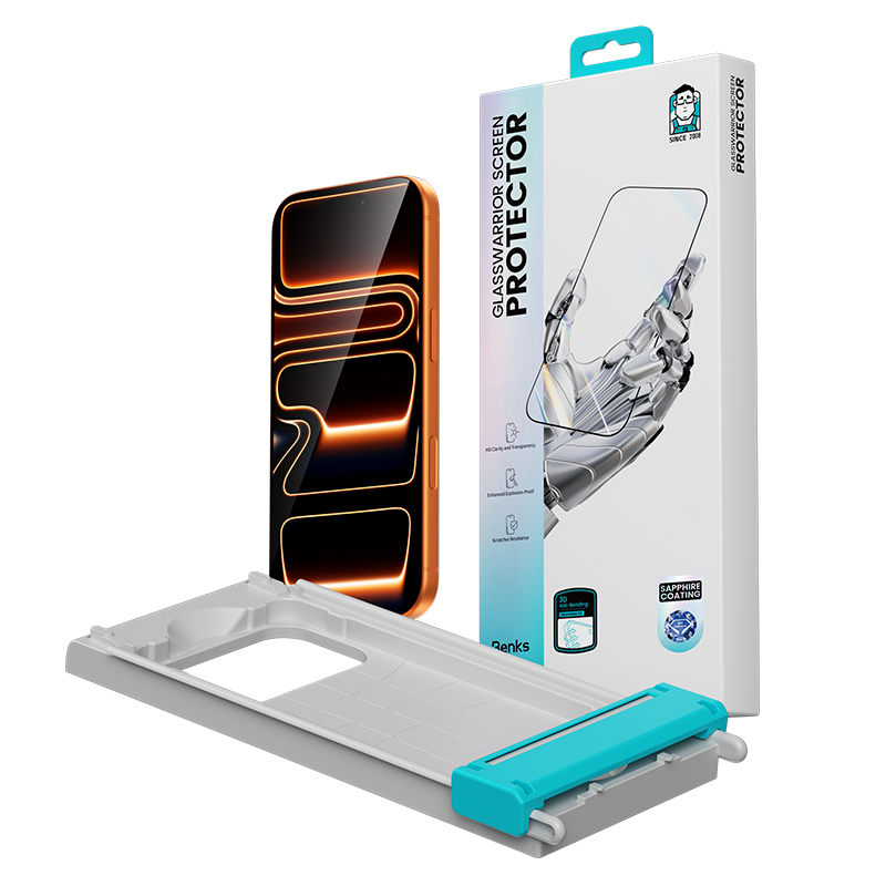 Apple iPhone 17 Pro Uyumlu Benks Glass Warrior 2.0 EZFita Safir Cam Ekran Koruyucu + Kolay Uygulama Aparatı - 13