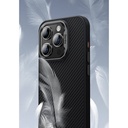 Apple iPhone 16 Pro Uyumlu Kılıf Karbon Fiber M-safe Şarj Özellikli Benks Hybrid ArmorPro 600D Kevlar Kapak - 9