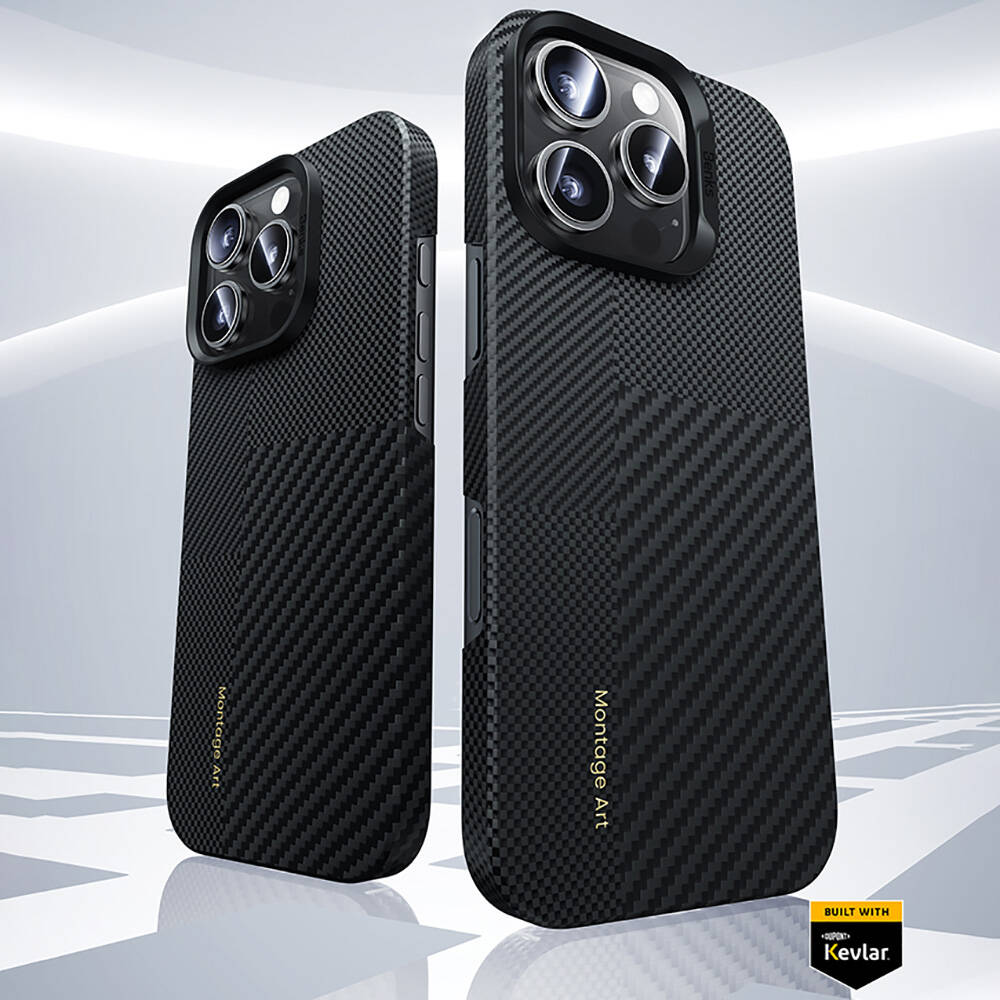 Apple iPhone 16 Pro Max Uyumlu Kılıf M-safe Şarj Özellikli Karbon Fiber Benks Montage ArmorAir Kevlar Kapak - 6