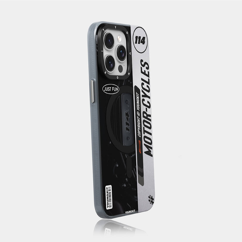 Apple iPhone 14 Pro Max Uyumlu Kılıf M-safe Şarj Özellikli Youngkit Motorcycle Legend Serisi Kapak - 9