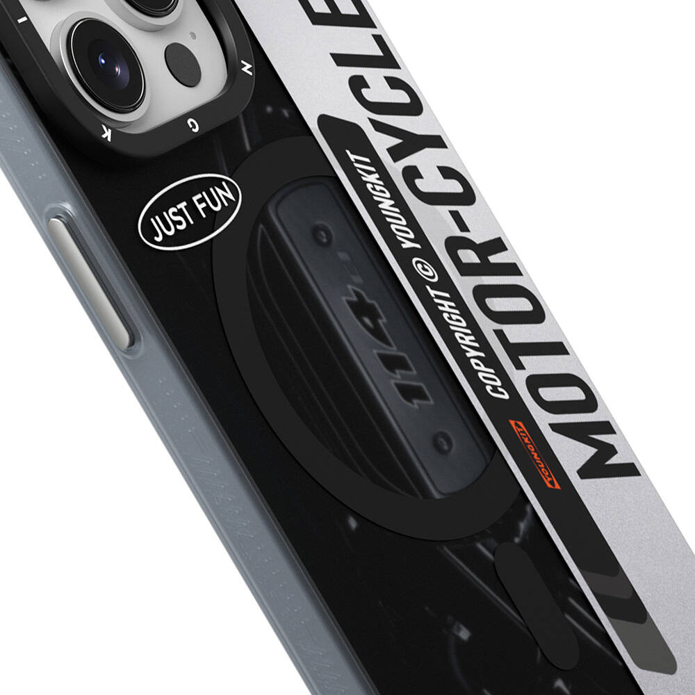 Apple iPhone 15 Pro Max Uyumlu Kılıf M-safe Şarj Özellikli Youngkit Motorcycle Legend Serisi Kapak - 3
