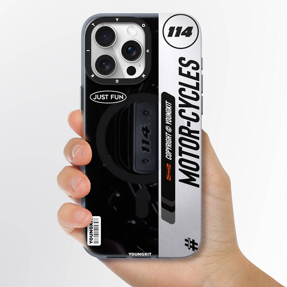 Apple iPhone 15 Pro Max Uyumlu Kılıf M-safe Şarj Özellikli Youngkit Motorcycle Legend Serisi Kapak - 5