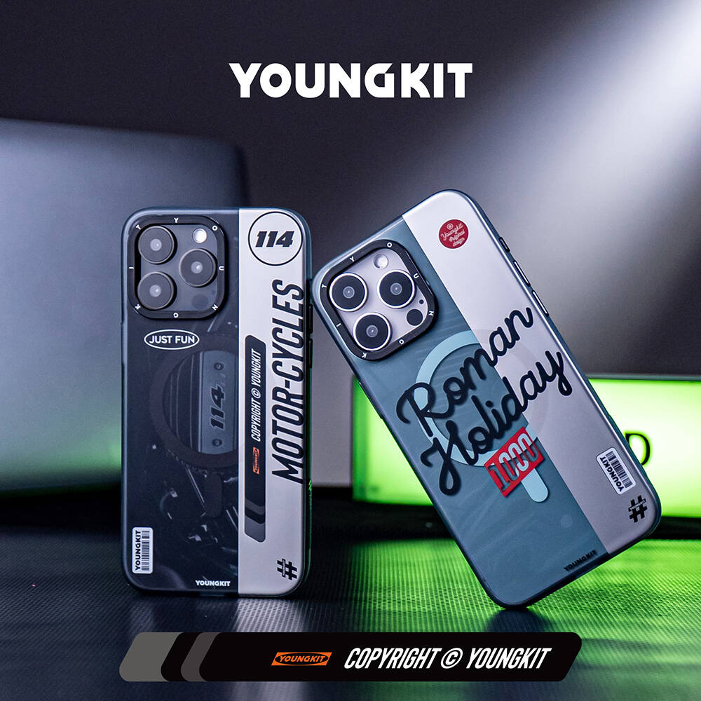 Apple iPhone 15 Pro Max Uyumlu Kılıf M-safe Şarj Özellikli Youngkit Motorcycle Legend Serisi Kapak - 9