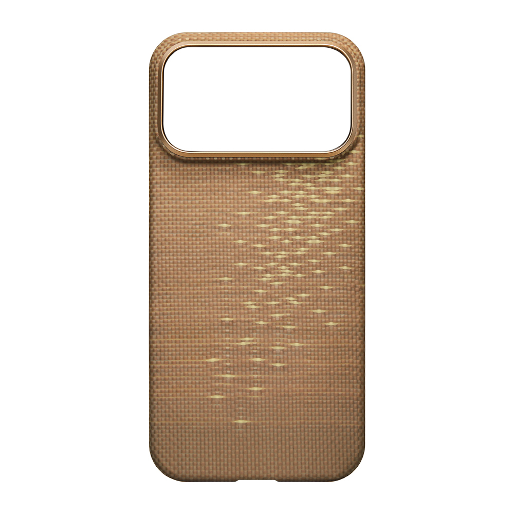 Apple iPhone 17 Pro Uyumlu Kılıf M-safe Şarj Özellikli Aramid Fiber Pitaka Glints of Gold Ultra Slim Serisi Kapak - 1