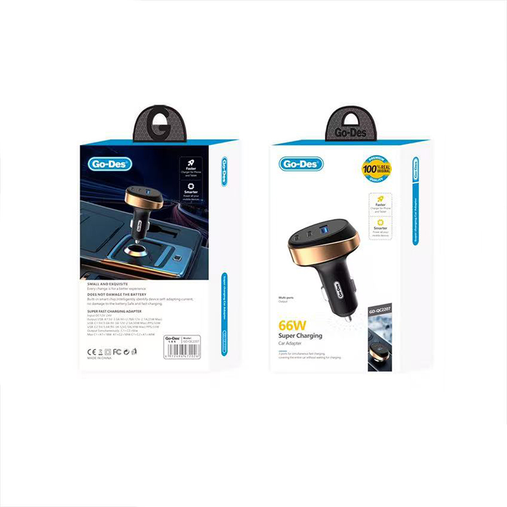 Go-Des GD-QC2207 PD 66W Hızlı Şarj Özellikli Araç Şarj Başlığı - 3
