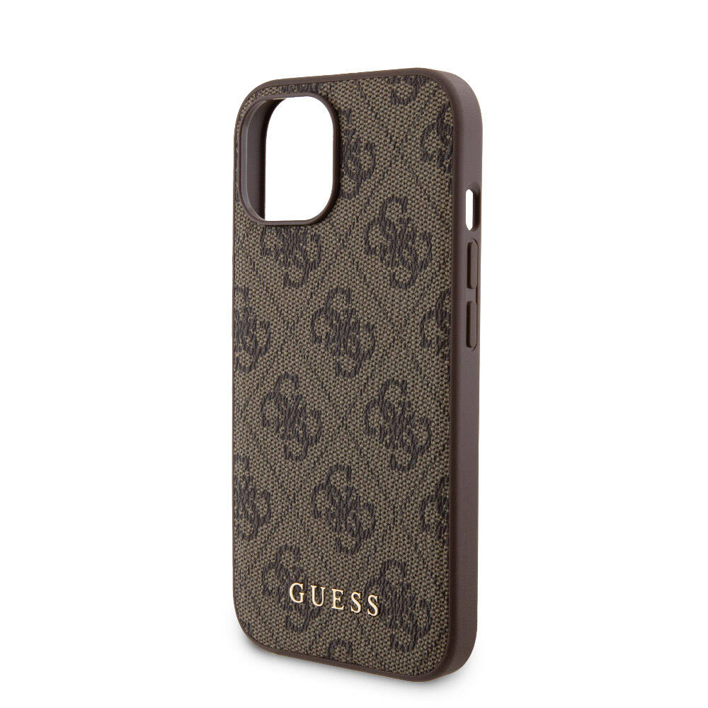 Apple iPhone 15 Uyumlu Kılıf Guess Orjinal Lisanslı M-safe Şarj Özellikli Yazı Logolu 4G Desenli Kapak + Powerbank 5000mAh 2in1 Set - 6