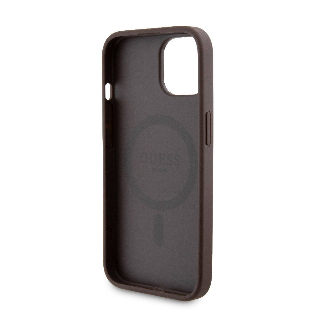Apple iPhone 15 Uyumlu Kılıf Guess Orjinal Lisanslı M-safe Şarj Özellikli Yazı Logolu 4G Desenli Kapak + Powerbank 5000mAh 2in1 Set - 7