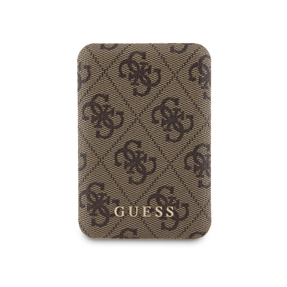 Apple iPhone 15 Uyumlu Kılıf Guess Orjinal Lisanslı M-safe Şarj Özellikli Yazı Logolu 4G Desenli Kapak + Powerbank 5000mAh 2in1 Set - 8