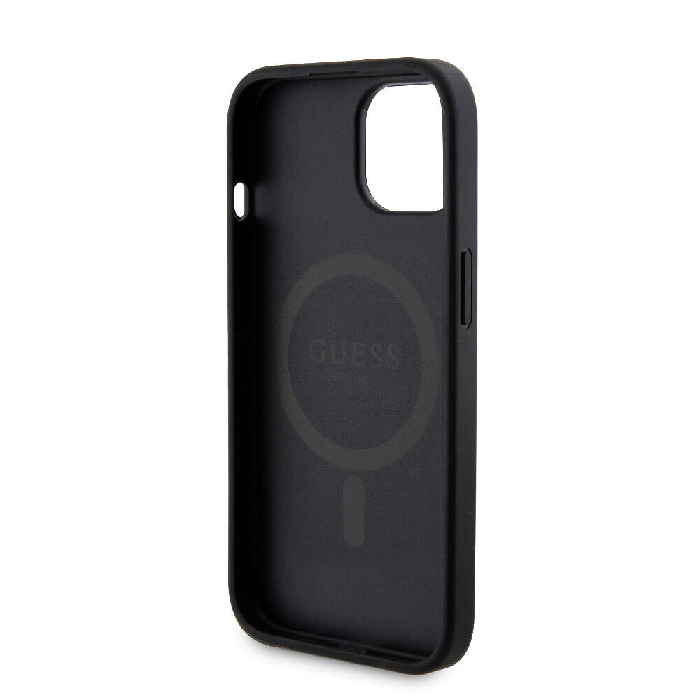 Apple iPhone 15 Uyumlu Kılıf Guess Orjinal Lisanslı M-safe Şarj Özellikli Yazı Logolu 4G Desenli Kapak + Powerbank 5000mAh 2in1 Set - 18