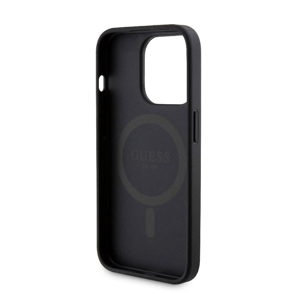 Apple iPhone 15 Pro Uyumlu Kılıf Guess Orjinal Lisanslı M-safe Şarj Özellikli Yazı Logolu 4G Desenli Kapak + Powerbank 5000mAh 2in1 Set - 7