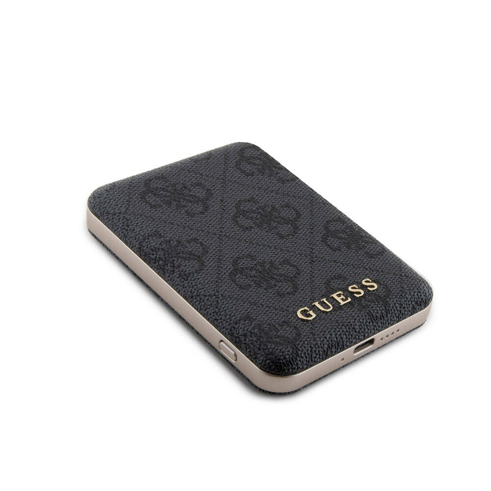 Apple iPhone 15 Pro Uyumlu Kılıf Guess Orjinal Lisanslı M-safe Şarj Özellikli Yazı Logolu 4G Desenli Kapak + Powerbank 5000mAh 2in1 Set - 10