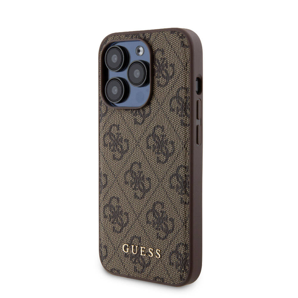 Apple iPhone 15 Pro Uyumlu Kılıf Guess Orjinal Lisanslı M-safe Şarj Özellikli Yazı Logolu 4G Desenli Kapak + Powerbank 5000mAh 2in1 Set - 13