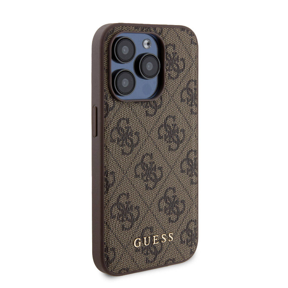 Apple iPhone 15 Pro Uyumlu Kılıf Guess Orjinal Lisanslı M-safe Şarj Özellikli Yazı Logolu 4G Desenli Kapak + Powerbank 5000mAh 2in1 Set - 15
