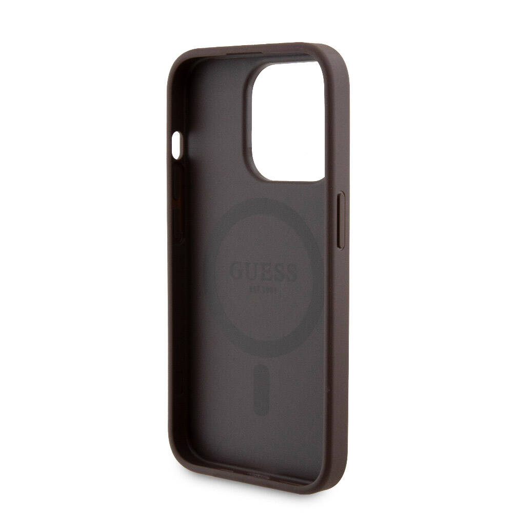 Apple iPhone 15 Pro Uyumlu Kılıf Guess Orjinal Lisanslı M-safe Şarj Özellikli Yazı Logolu 4G Desenli Kapak + Powerbank 5000mAh 2in1 Set - 18