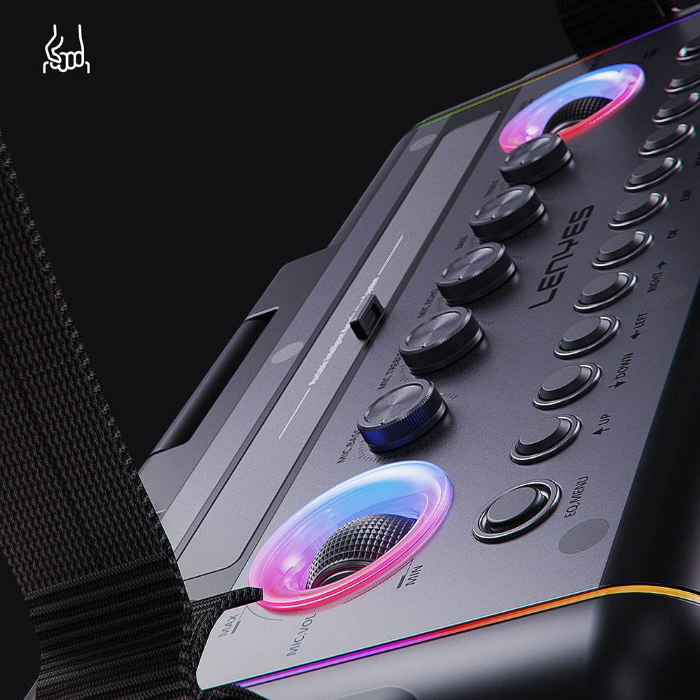 Lenyes S892 RGB Işıklı Mikrofonlu Dokunmatik Ekranlı Taşınabilir TWS Bluetooth Speaker Hoparlör v5.3 300W - 2
