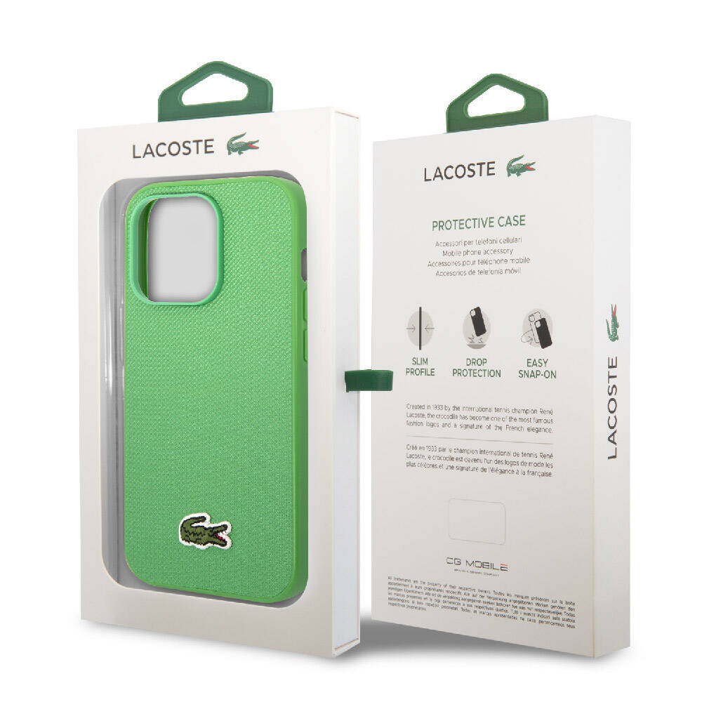 Apple iPhone 14 Pro Uyumlu Kılıf Lacoste Orjinal Lisanslı PU Pike Desenli Arka Yüzey İkonik Timsah Dokuma Logolu Kapak - 14
