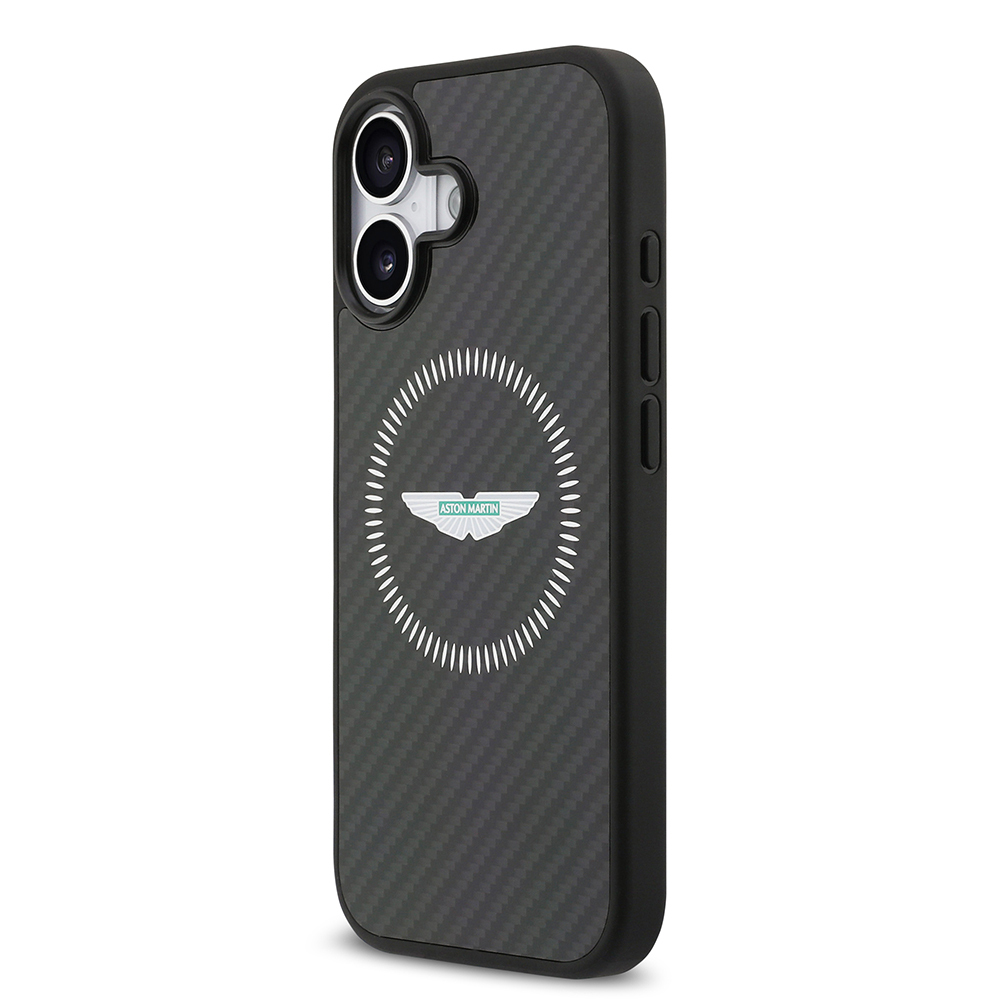 Apple iPhone 17 Uyumlu Kılıf Aston Martin Orjinal Lisanslı M-safe Şarj Özellikli Karbon Fiber Kevlar Kapak - 1
