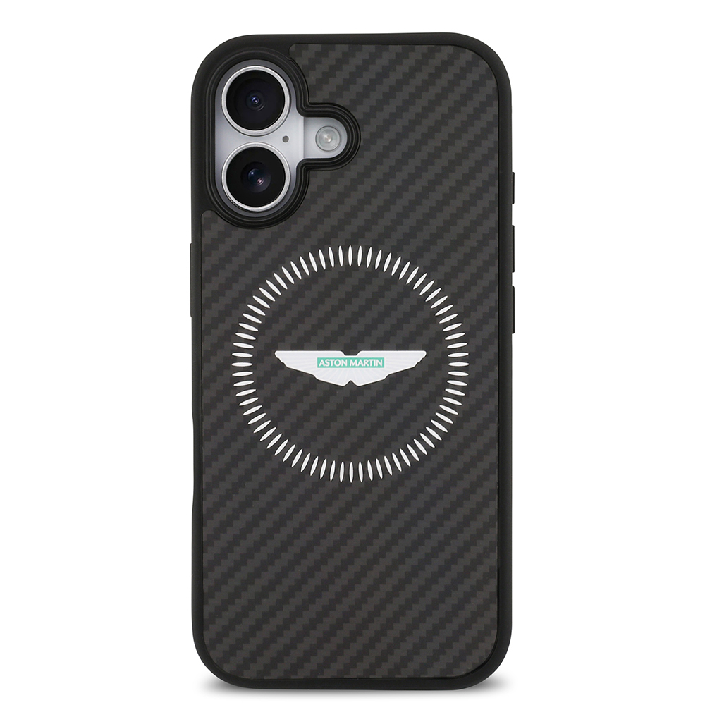 Apple iPhone 17 Uyumlu Kılıf Aston Martin Orjinal Lisanslı M-safe Şarj Özellikli Karbon Fiber Kevlar Kapak - 2