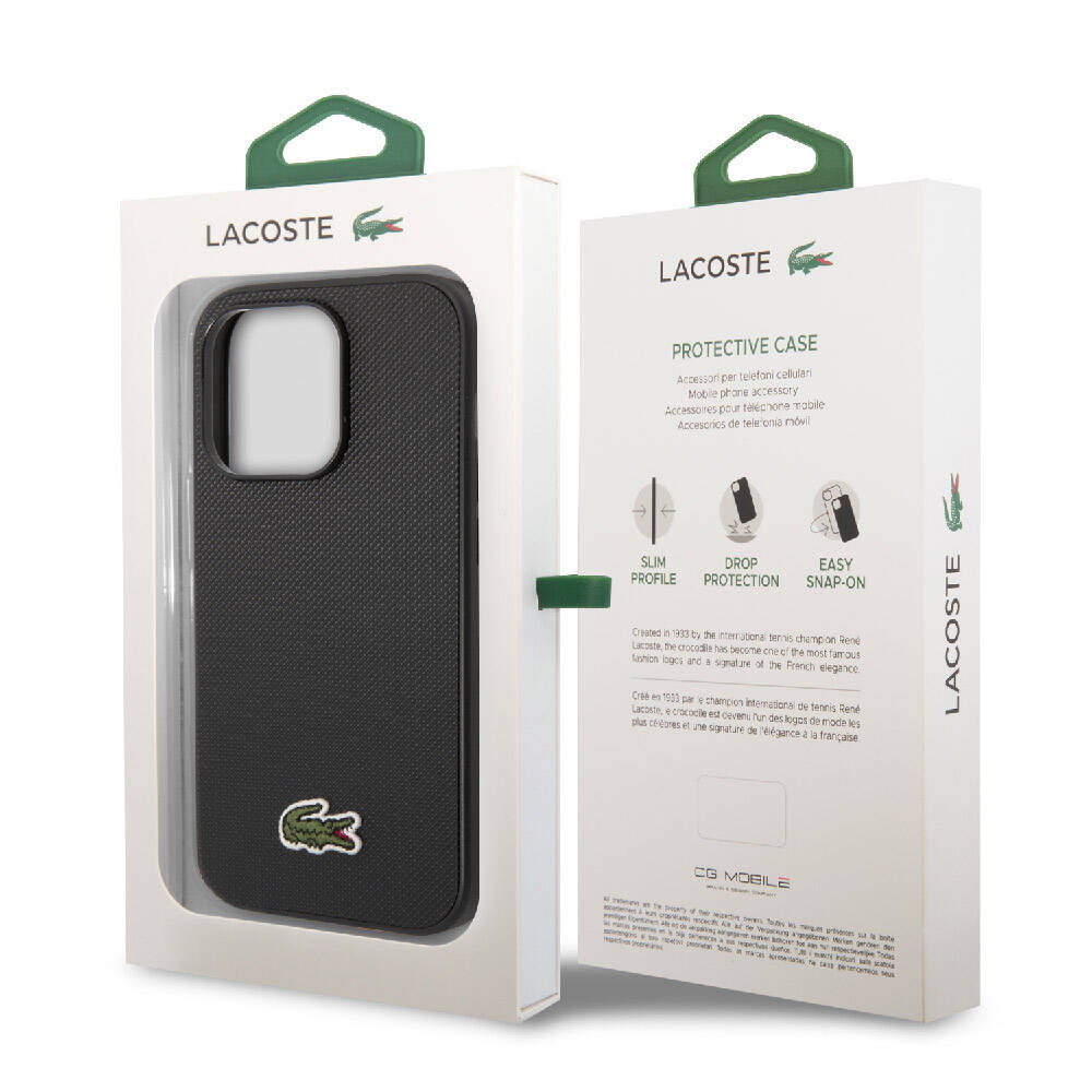 Apple iPhone 14 Pro Max Uyumlu Kılıf Lacoste Orjinal Lisanslı PU Pike Desenli Arka Yüzey İkonik Timsah Dokuma Logolu Kapak - 21