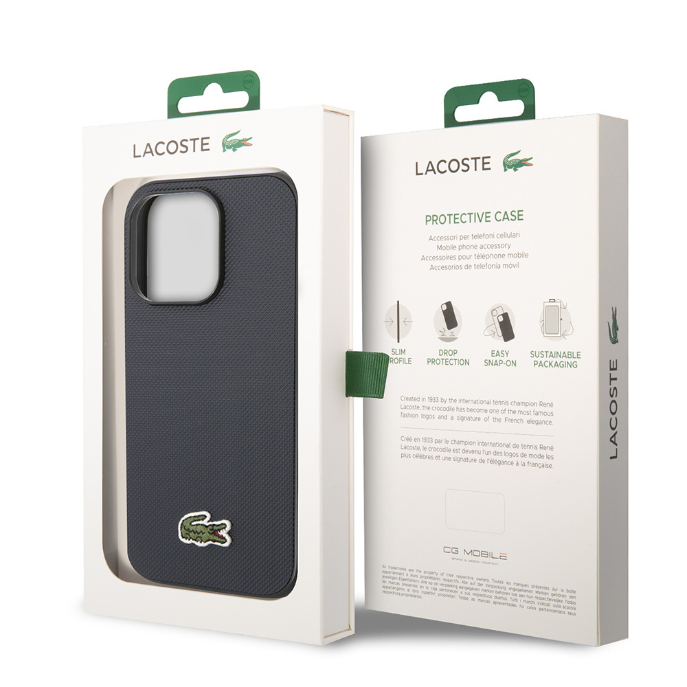 Apple iPhone 14 Pro Max Uyumlu Kılıf Lacoste Orjinal Lisanslı PU Pike Desenli Arka Yüzey İkonik Timsah Dokuma Logolu Kapak - 28