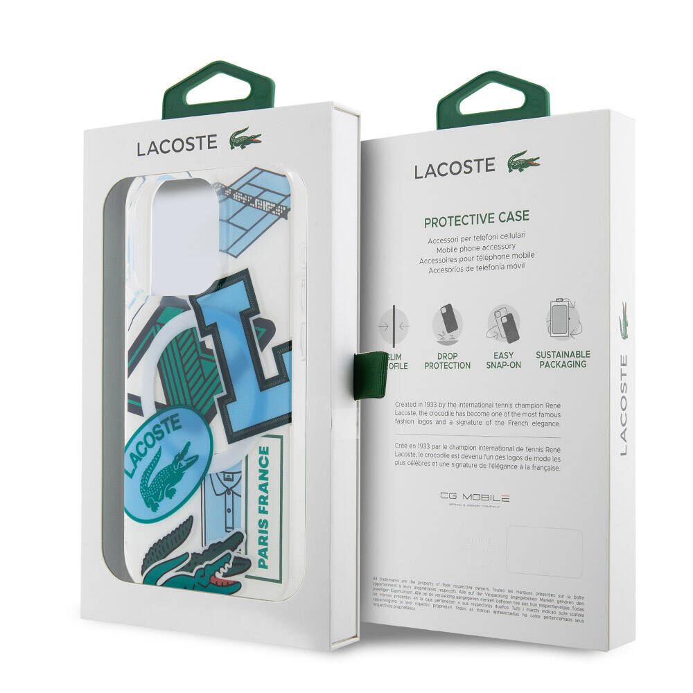 Apple iPhone 15 Pro Uyumlu Kılıf Lacoste Orjinal Lisanslı M-safe Şarj Özellikli Çift Katmanlı Yamalar Desenli Kapak - 7