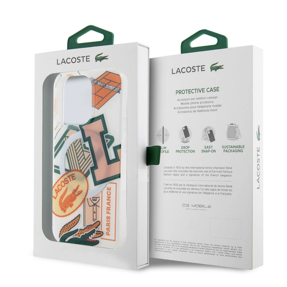 Apple iPhone 15 Pro Uyumlu Kılıf Lacoste Orjinal Lisanslı M-safe Şarj Özellikli Çift Katmanlı Yamalar Desenli Kapak - 21