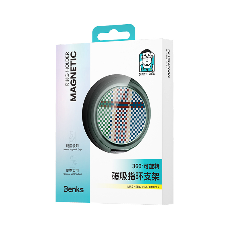 Benks Magnetik Özellikli 360 Derece Dönebilen Passion Green 600D Kevlar Tasarımlı Parmak Ring Stand - 1