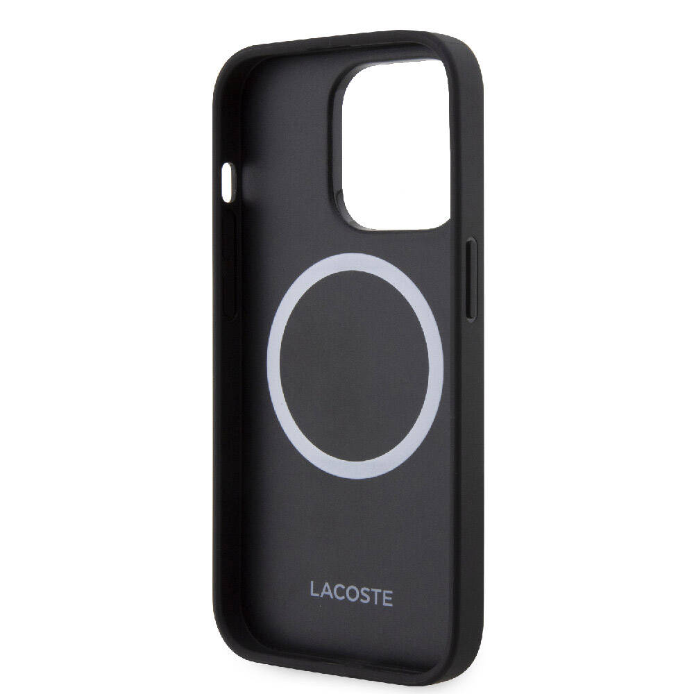 Apple iPhone 15 Pro Uyumlu Kılıf Lacoste Orjinal Lisanslı M-safe Şarj Özellikli PU Deri Görünümlü Karışık Monogram Desenli Kapak - 2