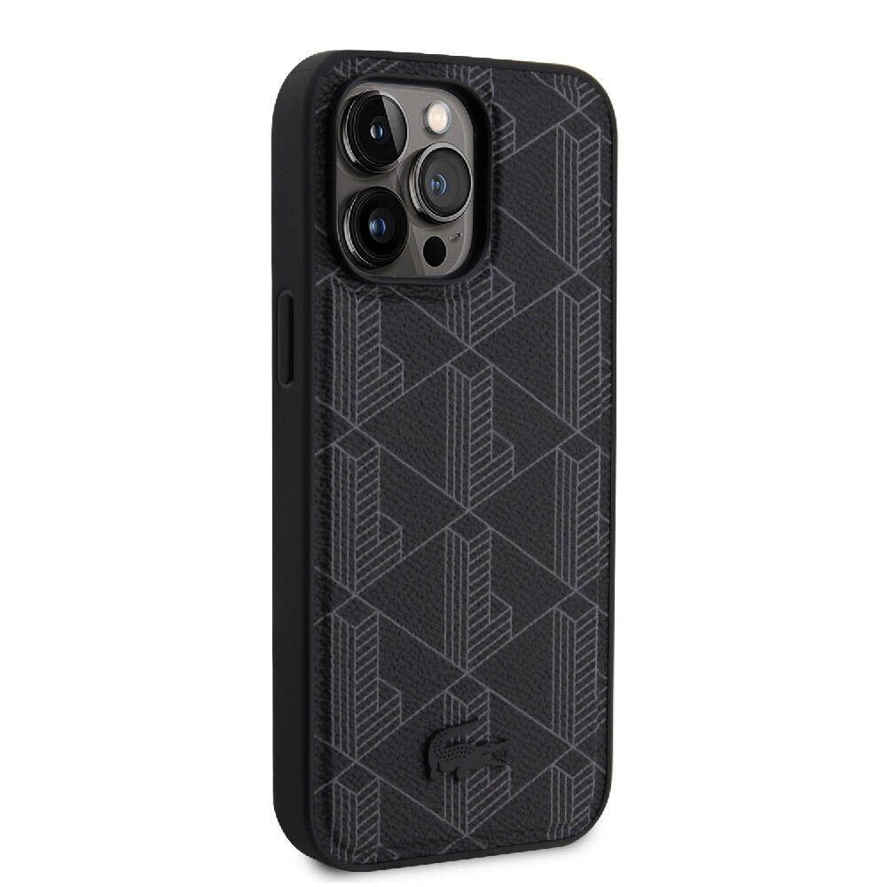 Apple iPhone 15 Pro Max Uyumlu Kılıf Lacoste Orjinal Lisanslı M-safe Şarj Özellikli PU Deri Görünümlü Karışık Monogram Desenli Kapak - 9