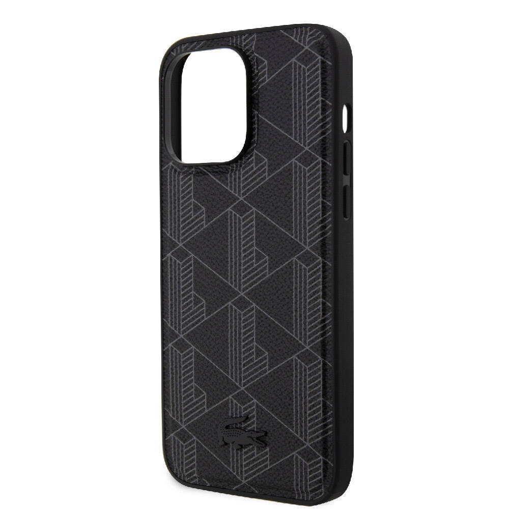 Apple iPhone 15 Pro Max Uyumlu Kılıf Lacoste Orjinal Lisanslı M-safe Şarj Özellikli PU Deri Görünümlü Karışık Monogram Desenli Kapak - 11